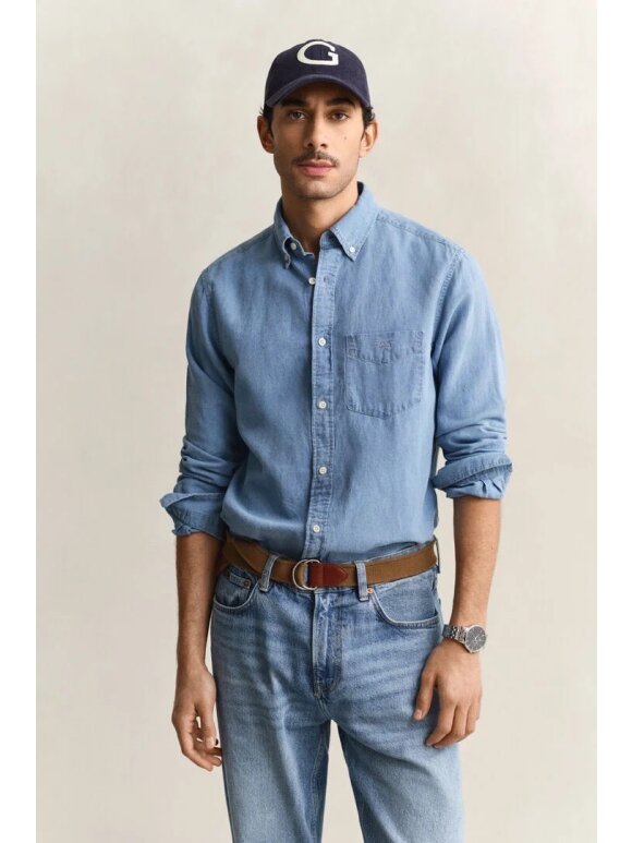 Gant - Gant COTTON LINEN INDIGO SHIRT