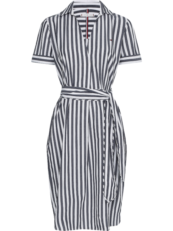 Tommy Hilfiger Dame - COT POPLIN KNEE SHIRT DRESS SS