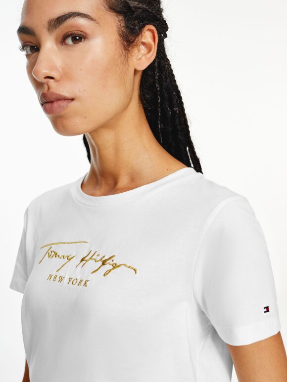 Tommy Hilfiger Dame - Reg Lurex EMB C-NK Tee ss