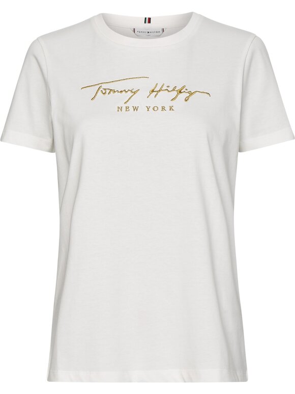 Tommy Hilfiger Dame - Reg Lurex EMB C-NK Tee ss